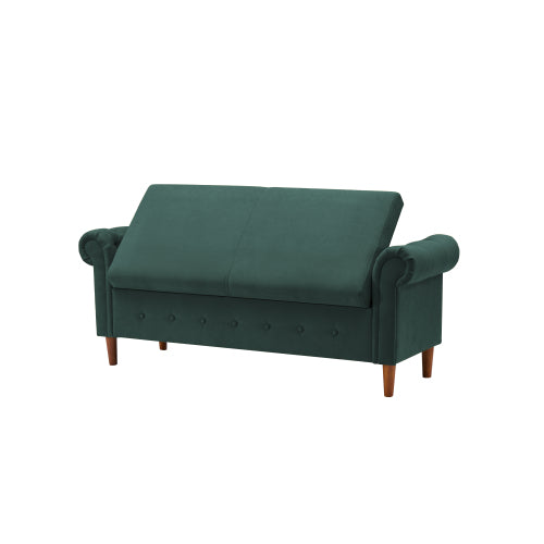 Olive Green Multifunctional Storage Rectangular Sofa Stool