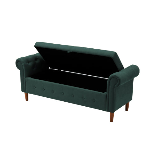 Olive Green Multifunctional Storage Rectangular Sofa Stool