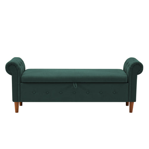 Olive Green Multifunctional Storage Rectangular Sofa Stool