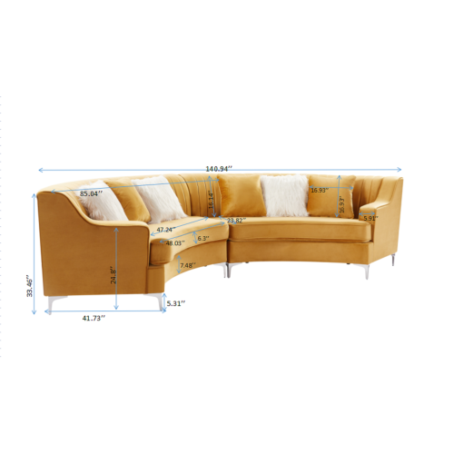 Gold Velvet Curved Sofa
