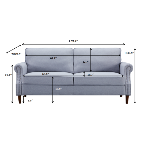 8122 3P-SEATER light gray sofa