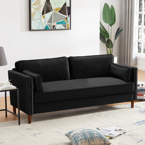 8120 3P-SEATER black/blue sofa