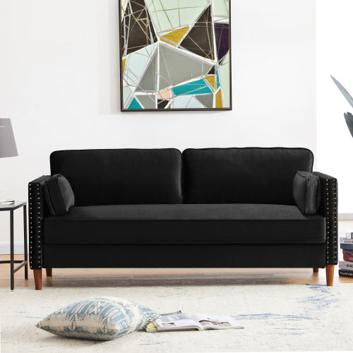 8120 3P-SEATER black/blue sofa