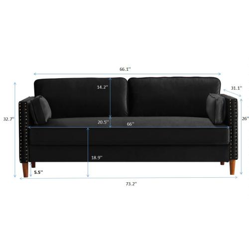 8120 3P-SEATER black/blue sofa