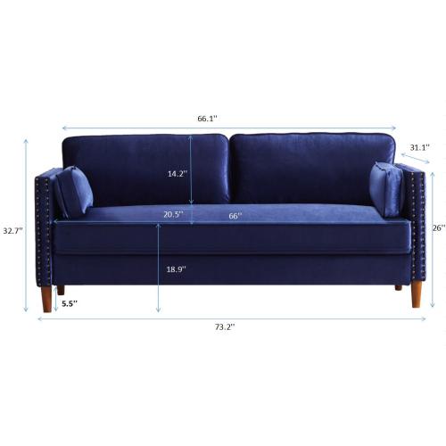 8120 3P-SEATER black/blue sofa