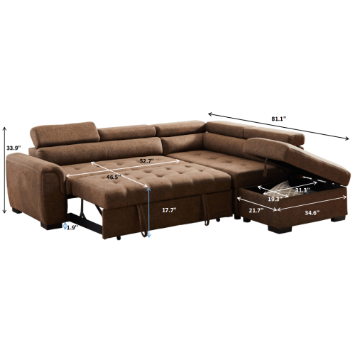 9182 BN Corner broaching sofa + storage