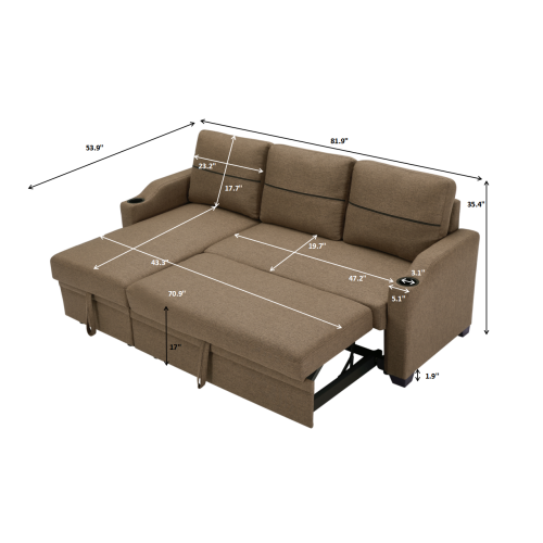 9191 Brown broaching storage sofa