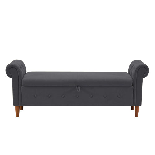 Dark Gray Multifunctional Storage Rectangular Sofa Stool