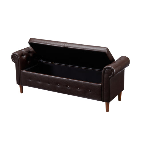 Brown Multifunctional Storage Rectangular Sofa Stool