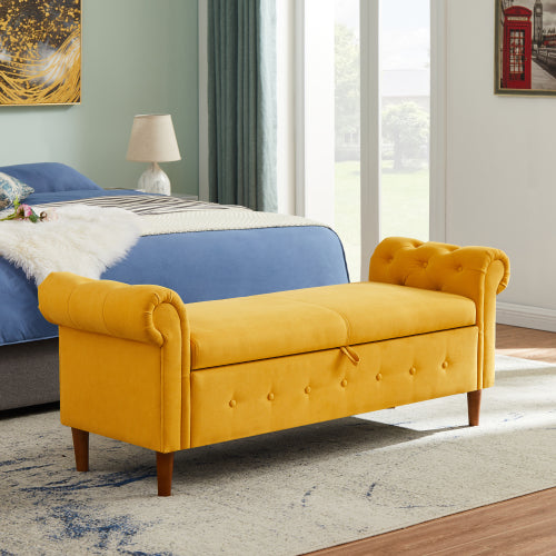 Yellow Multifunctional Storage Rectangular Sofa Stool