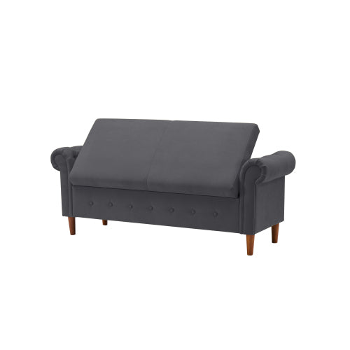 Dark Gray Multifunctional Storage Rectangular Sofa Stool