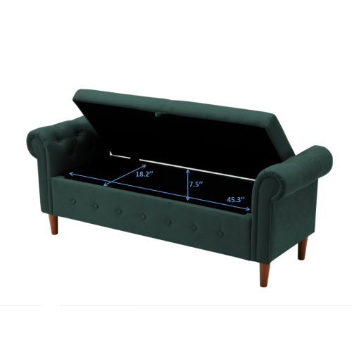 Olive Green Multifunctional Storage Rectangular Sofa Stool