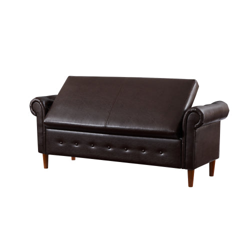 Brown Multifunctional Storage Rectangular Sofa Stool