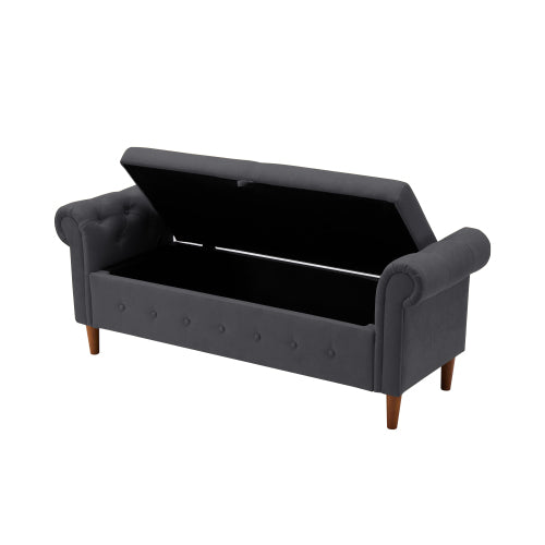 Dark Gray Multifunctional Storage Rectangular Sofa Stool