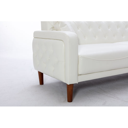 2047 Ivory PU leather sofa bed