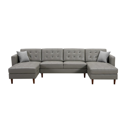 Dark Grey U-shaped sofa Tech PU Leather