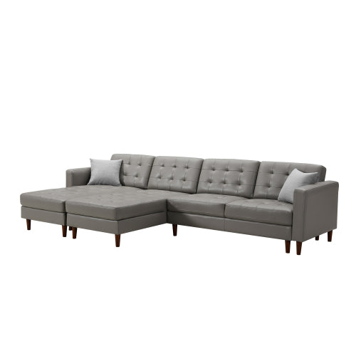 Dark Grey U-shaped sofa Tech PU Leather