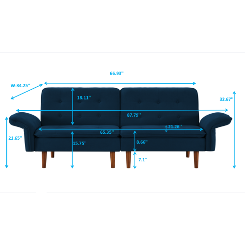 2045 Blue multifunctional sofa bed