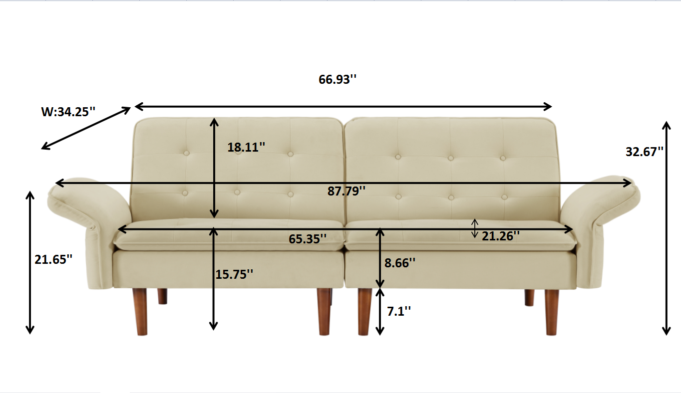 2045 Beige multifunctional sofa bed