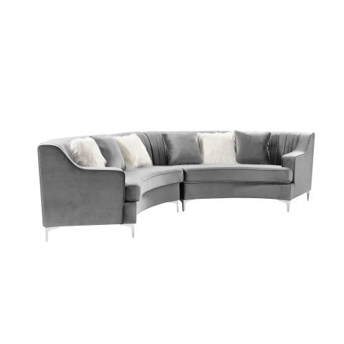 Grey Velvet Curved Sofa