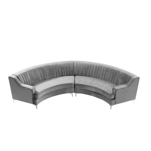 Grey Velvet Curved Sofa