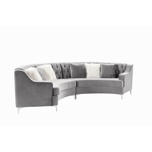 Black/Grey/Navy Blue Velvet Tufted Curved Sofa