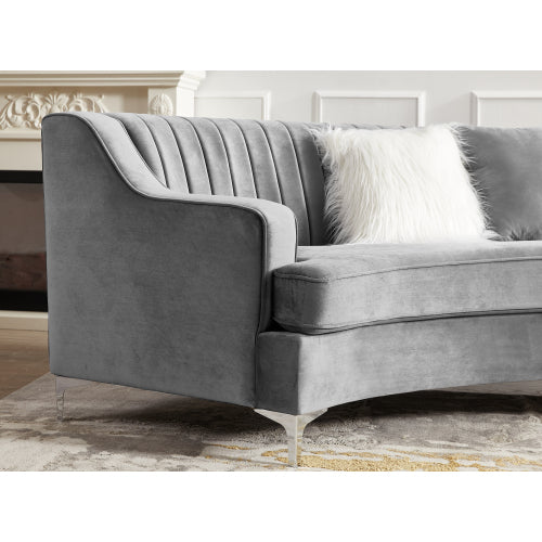 Grey Velvet Curved Sofa