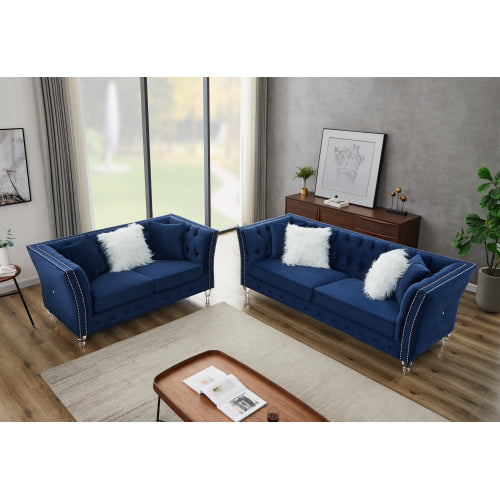 L8085B Two-seat + three-seat sofa navy blue