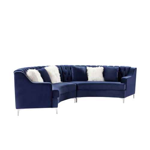 Black/Grey/Navy Blue Velvet Tufted Curved Sofa