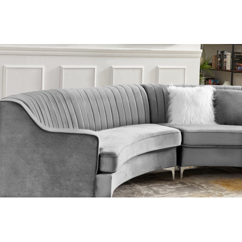 Grey Velvet Curved Sofa