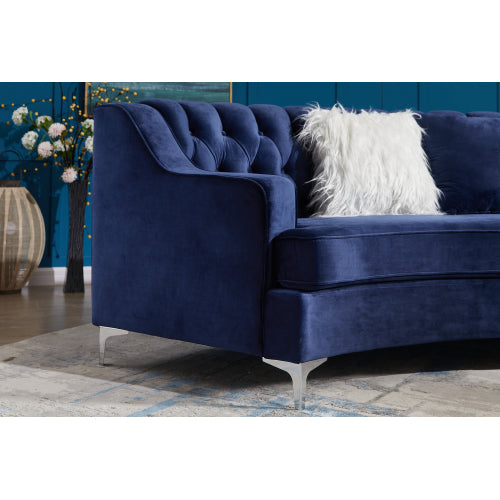 Black/Grey/Navy Blue Velvet Tufted Curved Sofa