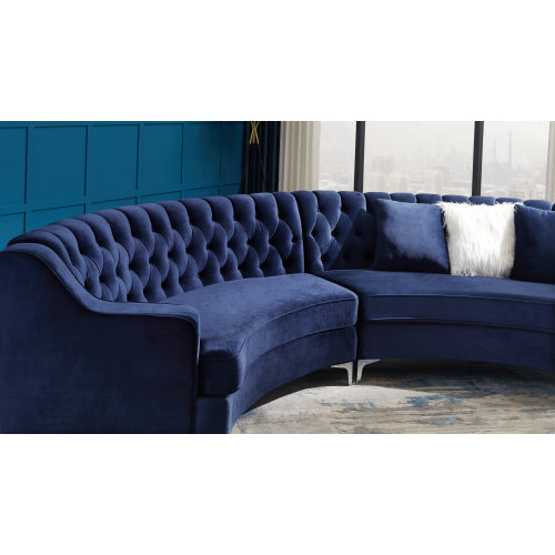 Black/Grey/Navy Blue Velvet Tufted Curved Sofa