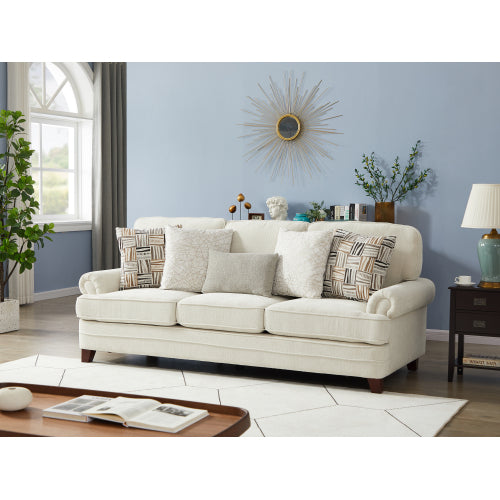 Three-Seat Sofa - Beige Chenille