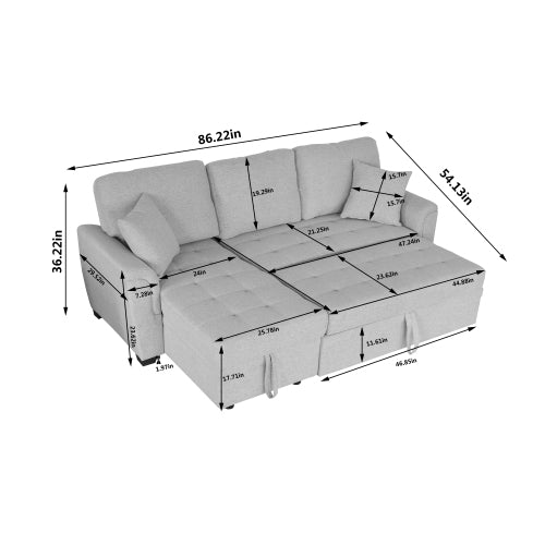 2049 light gray storage sofa bed