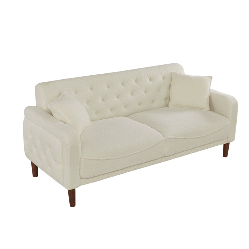 2047 Beige Teddy Velvet Three-Seat Sofa