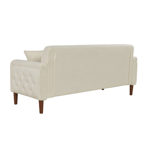 2047 Beige Teddy Velvet Three-Seat Sofa