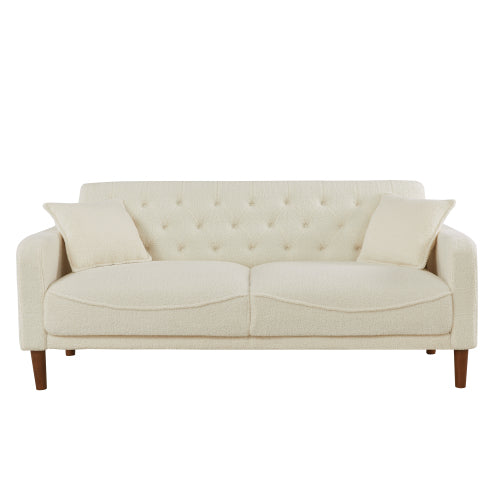 2047 Beige Teddy Velvet Three-Seat Sofa