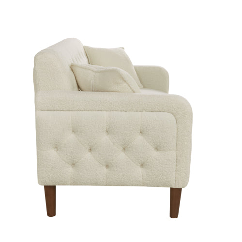 2047 Beige Teddy Velvet Three-Seat Sofa