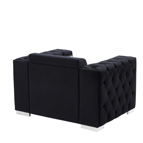 Single black velvet sofa