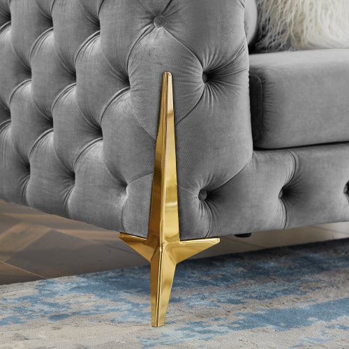 Single Grey Velvet Sofa