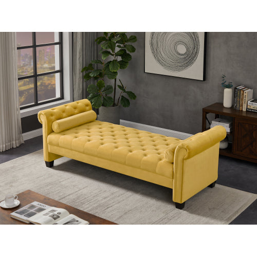 2038 Yellow Pleuche Rectangular Large Sofa Stool