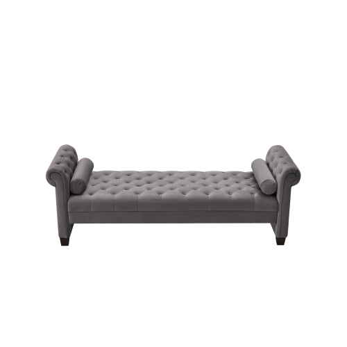 2038 Gray Rectangular Large Sofa Stool