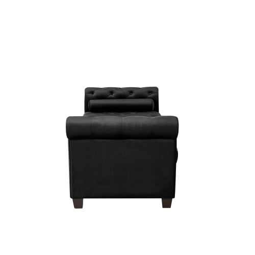 2038 Black Rectangular Large Sofa Stool