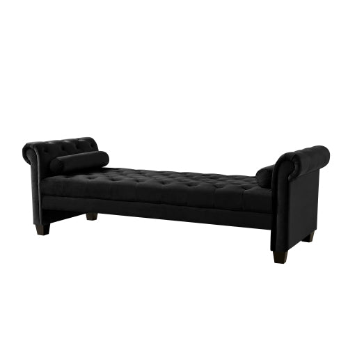 2038 Black Rectangular Large Sofa Stool