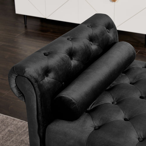 2038 Black Rectangular Large Sofa Stool