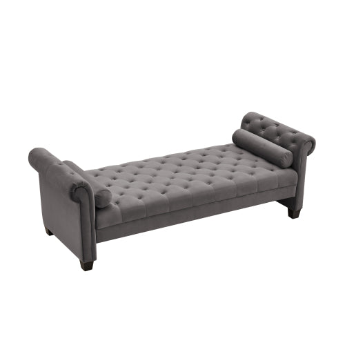 2038 Gray Rectangular Large Sofa Stool