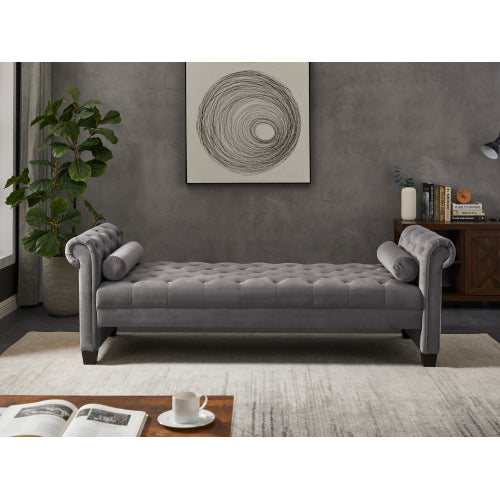 2038 Gray Rectangular Large Sofa Stool