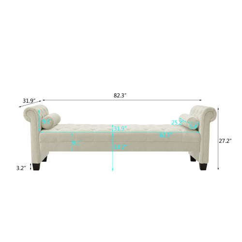 2038 Lvory Rectangular Large Sofa Stool