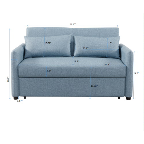 2033 sky blue cloth grain leather (PU)) leisure two-seat sofa