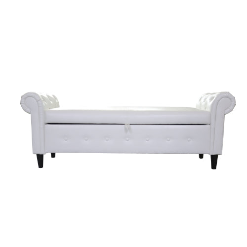 White Multifunctional Storage Rectangular Sofa Stool